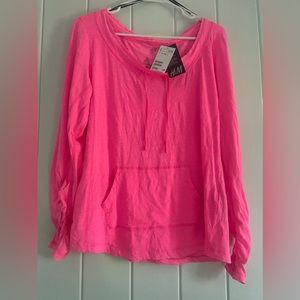Hot pink Top H&M Sport neon women’s M 
Medium Shirt ruched activewear casual